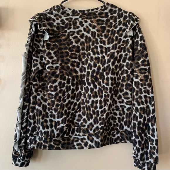 1. State Leopard Print Ruffle Sweatshirt - Picture 8 of 14